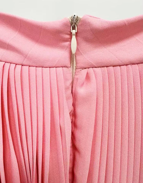 

Pink Flowy Short Jersey Skirt - BEYAZURA.COM