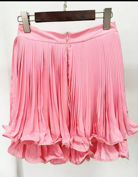 
Pink Flowy Short Jersey Skirt - BEYAZURA.COM
