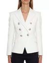 

White Cotton Slim Women’s Blazer - BEYAZURA.COM