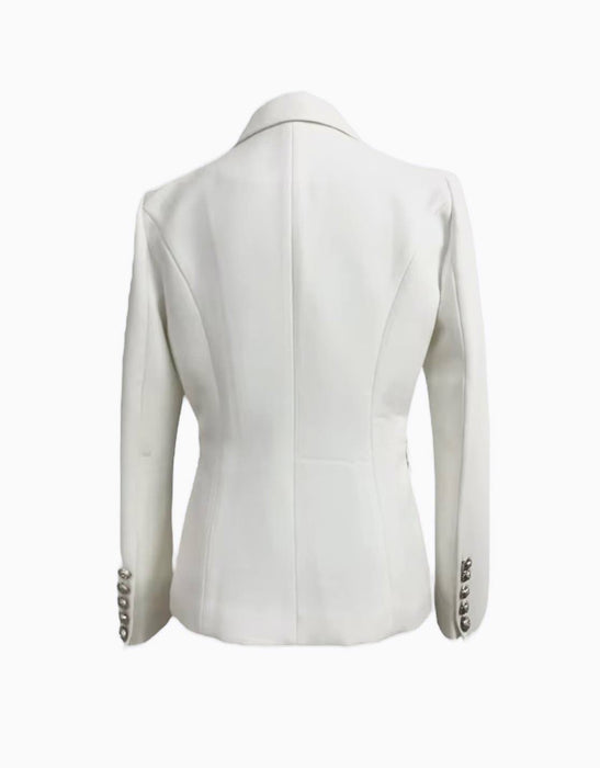 

White Cotton Slim Women’s Blazer - BEYAZURA.COM