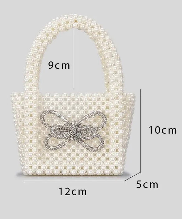 Pearl Beaded Bow Decor Micro Evening Bag
