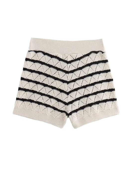 
Knit Striped Micro Shorts With Matching Sweater - BEYAZURA.COM
