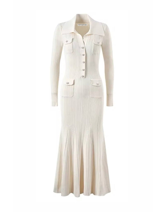 Ivory Knitted Mermaid Knit Dress Beyazura.com Ivory Knitted Mermaid Knit Dress Beyazura.com