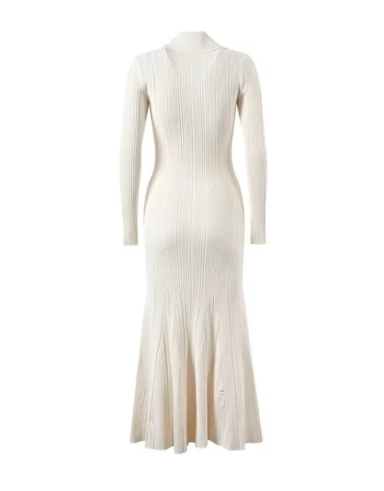 Ivory Knitted Mermaid Knit Dress Beyazura.com Ivory Knitted Mermaid Knit Dress Beyazura.com