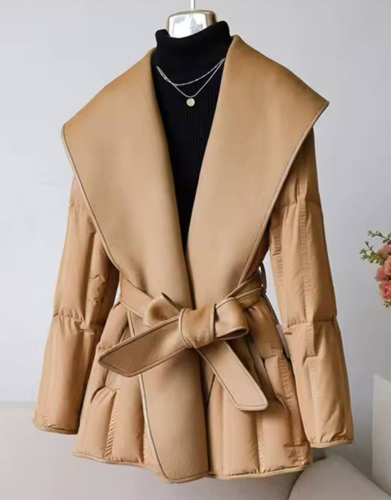 Cashmere Duck Down Puffer Woolen Coat