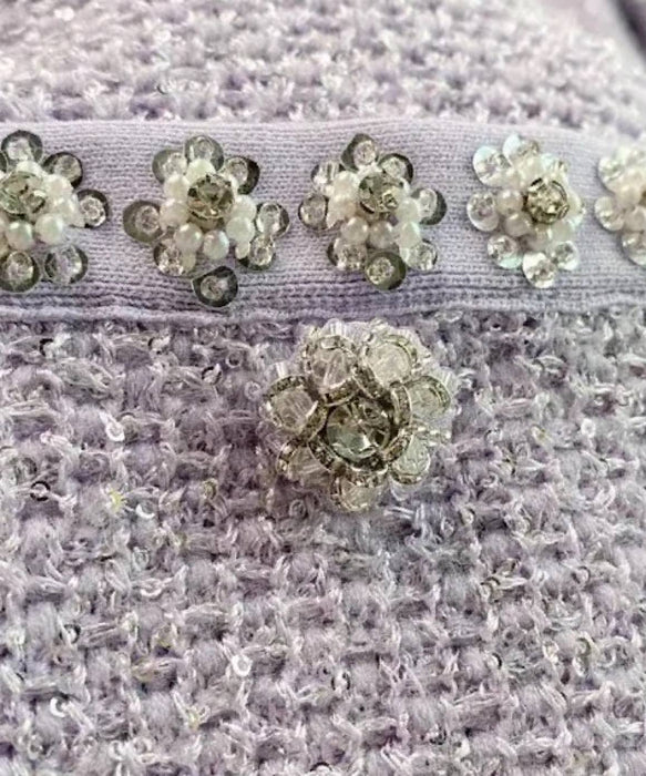 Sequin Short Knit Dress In Lavender