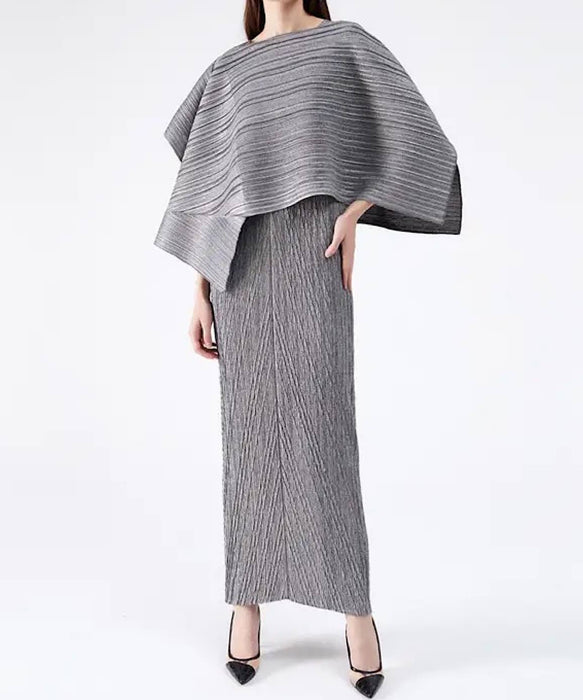 Two Piece Long Dress And Blouse Set - BEYAZURA.COM