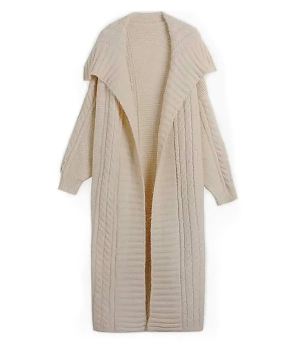 Oversized Mid Length Knitted Cardigan - BEYAZURA.COM