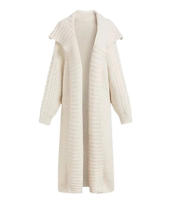 Oversized Mid Length Knitted Cardigan - BEYAZURA.COM