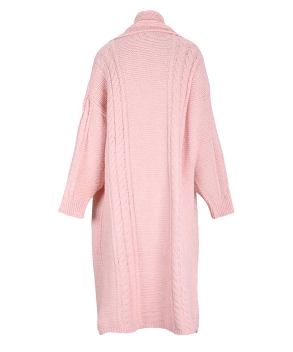Oversized Mid Length Knitted Cardigan - BEYAZURA.COM