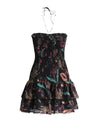 Printed Elastic Layered Mini Dress - BEYAZURA.COM