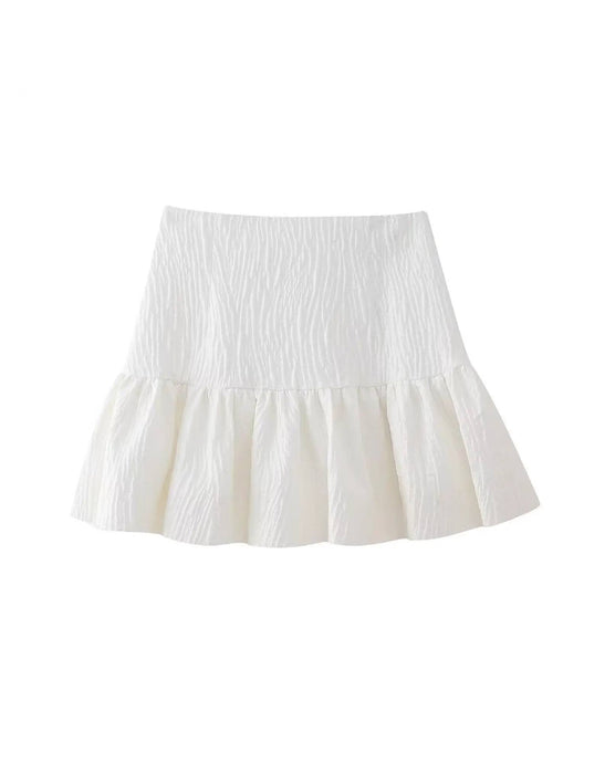 Shirt And Short Skirt Set In White - BEYAZURA.COM