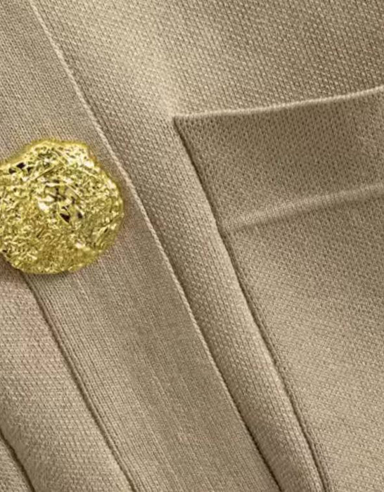 Gold Button Long Sleeve Sweater And Pants Set