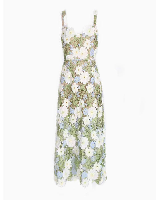 Flower Appliqué Summer Dress