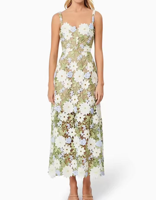 Flower Appliqué Summer Dress