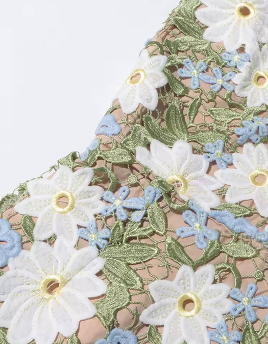 Flower Appliqué Summer Dress