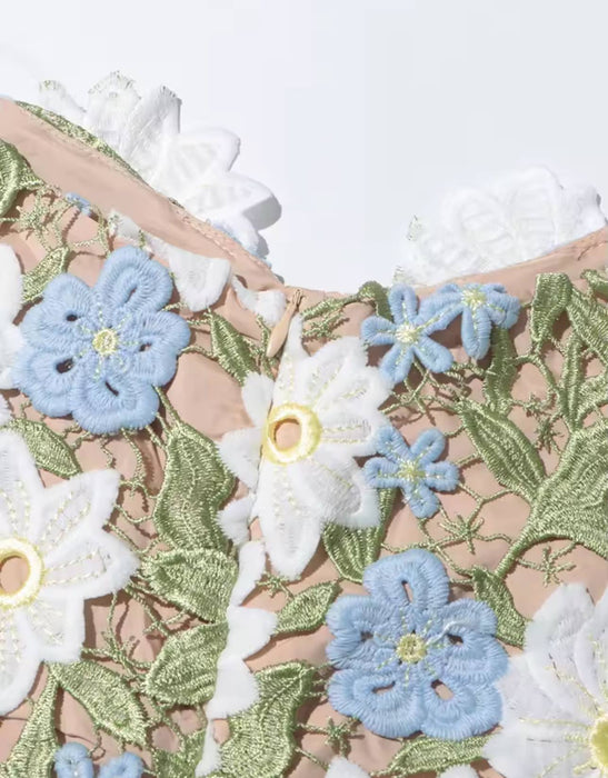 Flower Appliqué Summer Dress