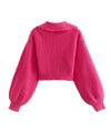 Thick Slim Cropped Pink Sweater - BEYAZURA.COM