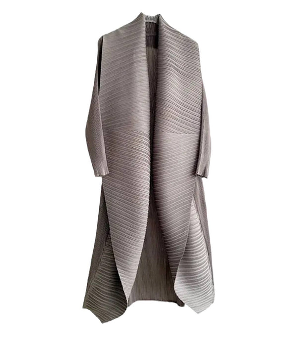 Pleated Mid Length Loose Cardigan - BEYAZURA.COM