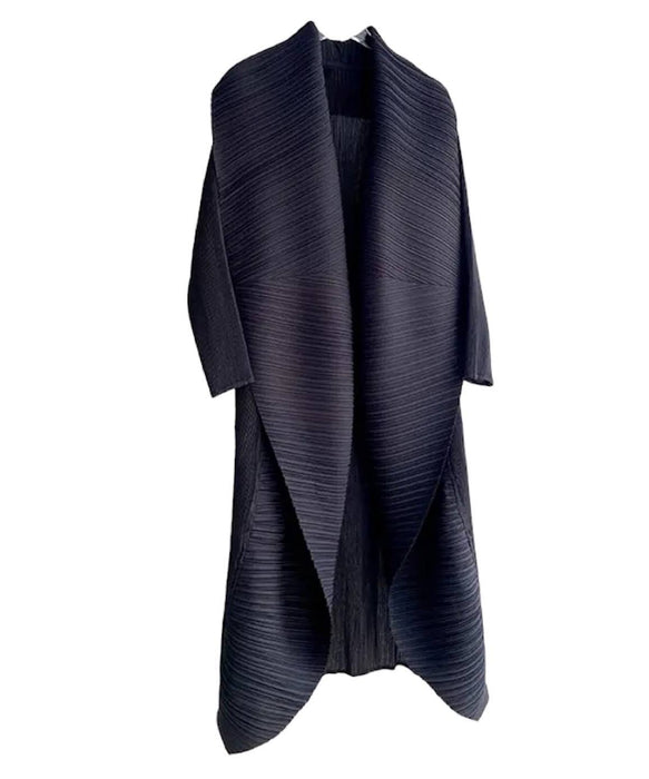 Pleated Mid Length Loose Cardigan - BEYAZURA.COM