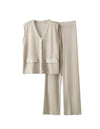Vest And Pants Two Piece Knit Set - BEYAZURA.COM
