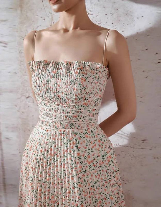 Floral Pleated Mini Summer Dress