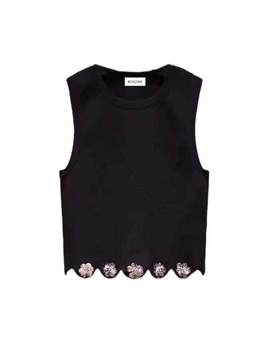 Short Top With Long Skirt Set In Black