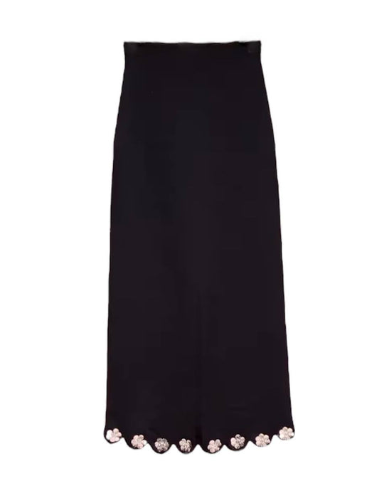 Short Top With Long Skirt Set In Black