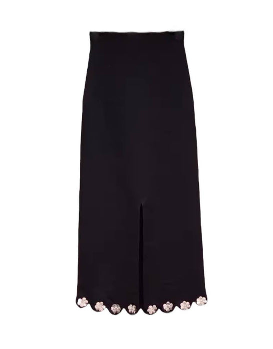Short Top With Long Skirt Set In Black