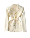 Double Breasted Gold Buttoned Blazer Coat - BEYAZURA.COM