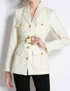 Double Breasted Gold Buttoned Blazer Coat - BEYAZURA.COM