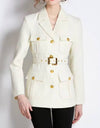 Double Breasted Gold Buttoned Blazer Coat - BEYAZURA.COM