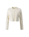 Pearl Embroidered Beige Long Dress With Matching Cardigan