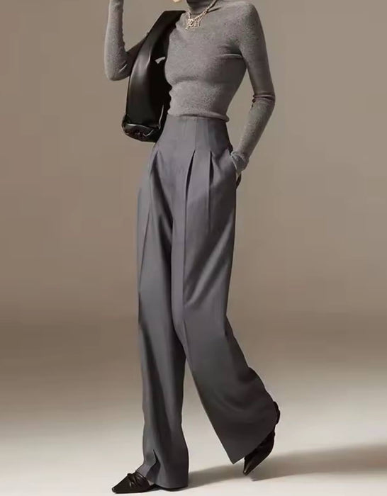 High Waist Wide Leg Suit Pants