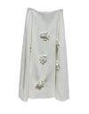 White Flower Strapped Cropped Bralette And Long Skirt Set - BEYAZURA.COM