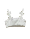 White Flower Strapped Cropped Bralette And Long Skirt Set - BEYAZURA.COM