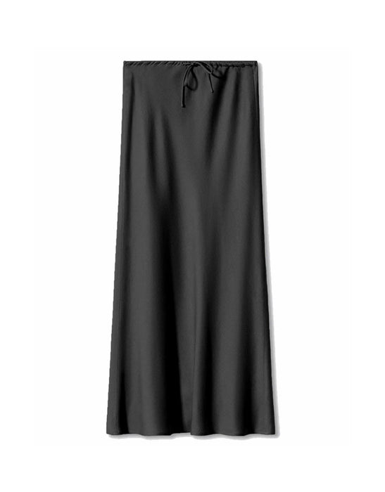 Drawstring Waisted Silk Long Skirt
