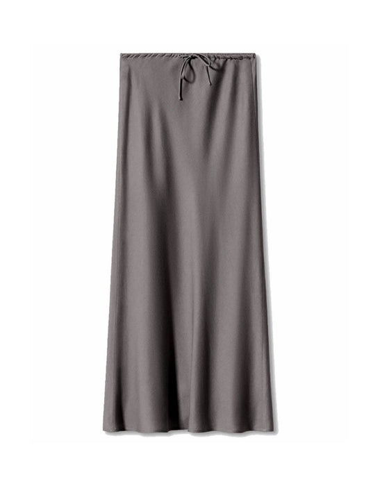 Drawstring Waisted Silk Long Skirt