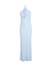 Light Blue Mesh Flower Strappy Long Dress - BEYAZURA.COM