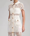 Lace Ankle Length Collared Dress In White - BEYAZURA.COM