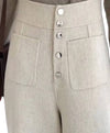 Wide Leg Woolen Pants With Big Pockets - BEYAZURA.COM