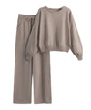 Scoop Neck Sweater And Wide Leg Trousers Knit Coord - BEYAZURA.COM