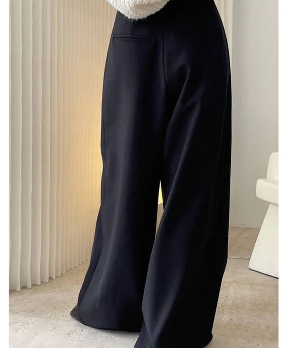 High Waist Wide Leg Long Trousers - BEYAZURA.COM