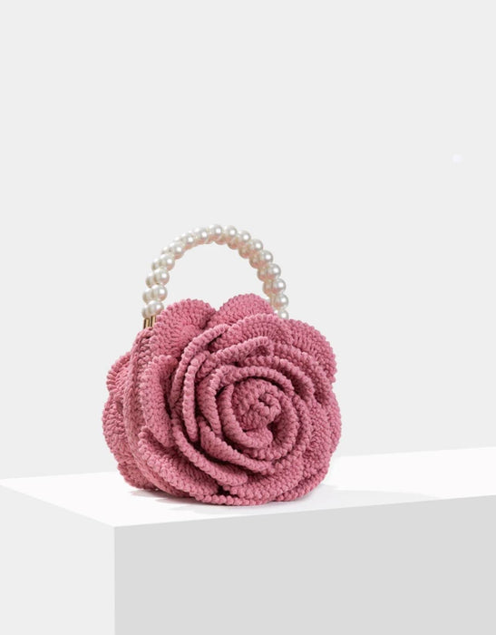 Crochet Flower Pearl Strap Purse