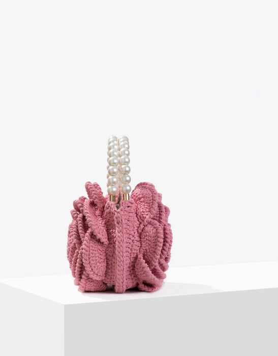 Crochet Flower Pearl Strap Purse