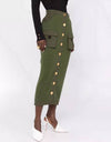 Army Green Rib Knit Skirt - BEYAZURA.COM