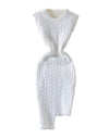 Asymmetrical Bodycon Knitted Mini Dress - BEYAZURA.COM
