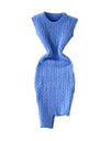 Asymmetrical Bodycon Knitted Mini Dress - BEYAZURA.COM