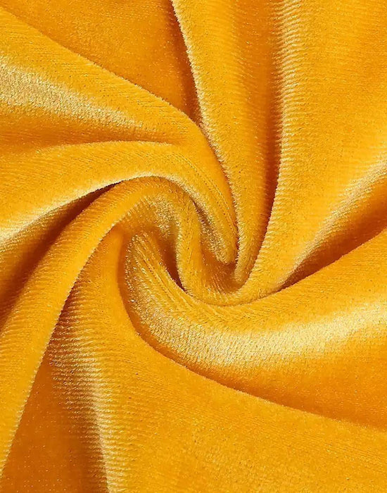 Asymmetrical Tassel Draped Velvet Dress In Yellow - BEYAZURA.COM