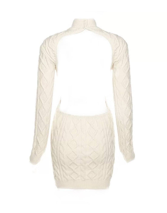 Backless Cable Knit Dress Beyazura.com Backless Cable Knit Dress Beyazura.com